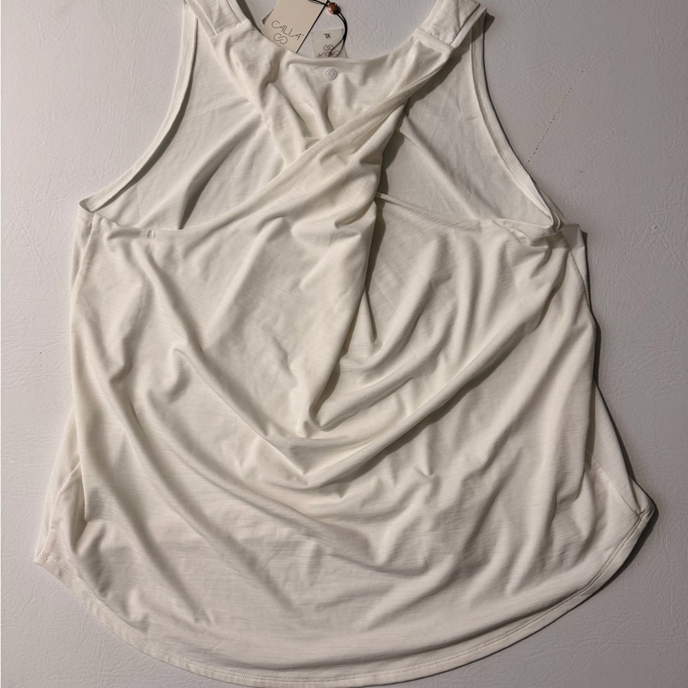 Calia Woman’s Twisted Back Tank Top, White,‎ XL - Picture 5 of 8